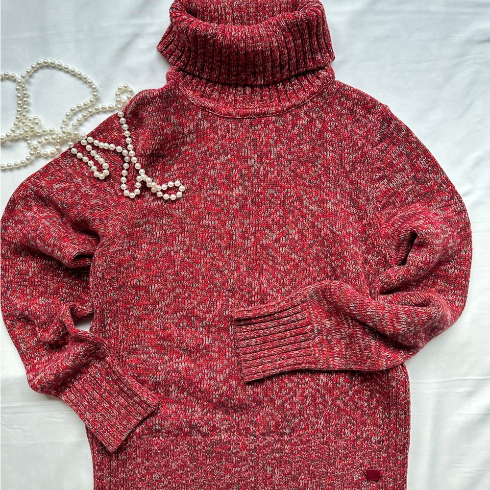 Cozy Red Turtleneck Sweater M L - Picture 10 of 16